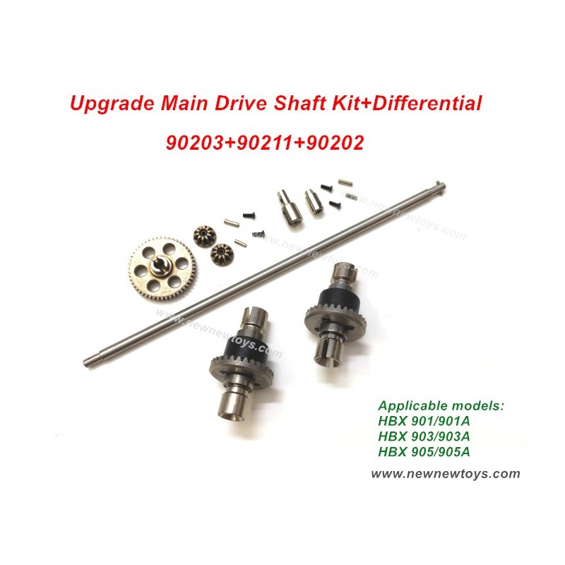 Parts 90203+90211+90202 For HBX 901A Upgrades-Main Drive Shaft Kit+Differential