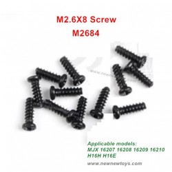 Parts M2684 Screw M2.6X8 For MJX Hyper Go 16207 16208 16209 16210 RC Car