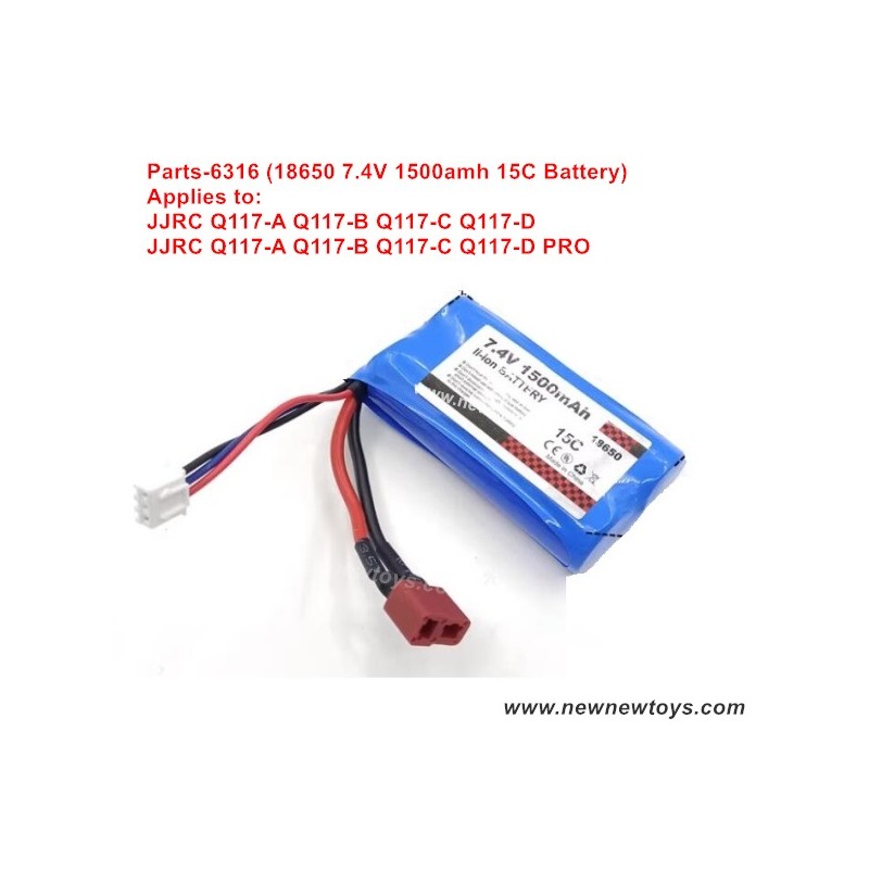 Parts 6316, JJRC Q117-A Q117-B Q117-C Q117-D Battery 7.4V 1500amh 15C