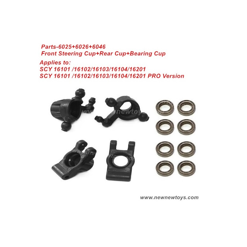 Parts 6025+6026+6046, Front Steering Cup+Rear Cup Kit For JJRC Q117A/Q117B/Q117C/Q117D Pro RC Car